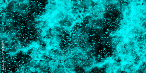 Abstract dynamic particles with soft Blue clouds on dark background. Defocused Lights and Dust Particles. Watercolor wash aqua painted texture grungy design. 