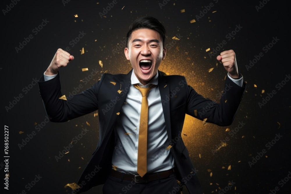 Happy young asian man shouting success adult. Happy young asian man shouting success adult.