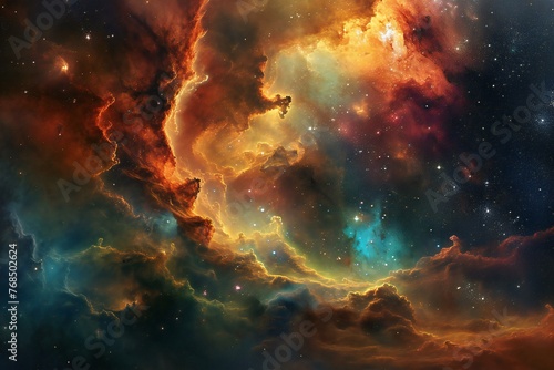 Cosmic space and stars, color cosmic abstract background