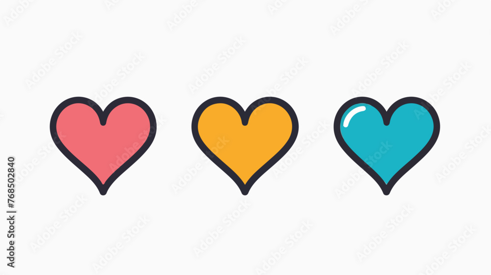 Heart vector thin line icon flat vector isolated on white
