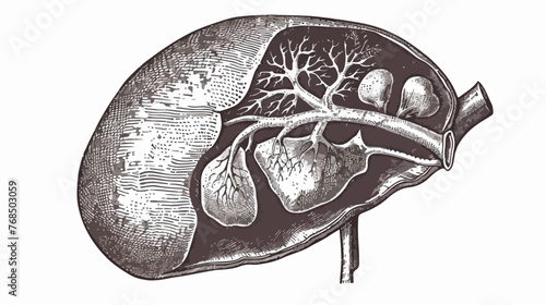 Human Liver vintage engraved illustration. Trousset en