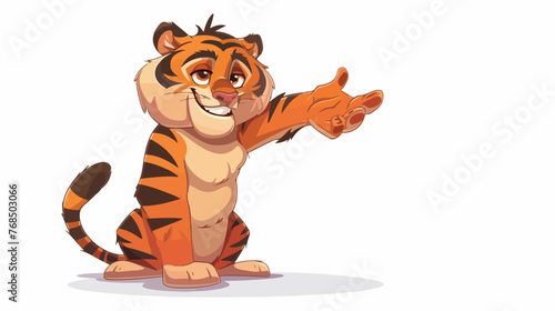 Fototapeta Naklejka Na Ścianę i Meble -  Humbly and Friendly Tiger Recommending Gesture flat vector