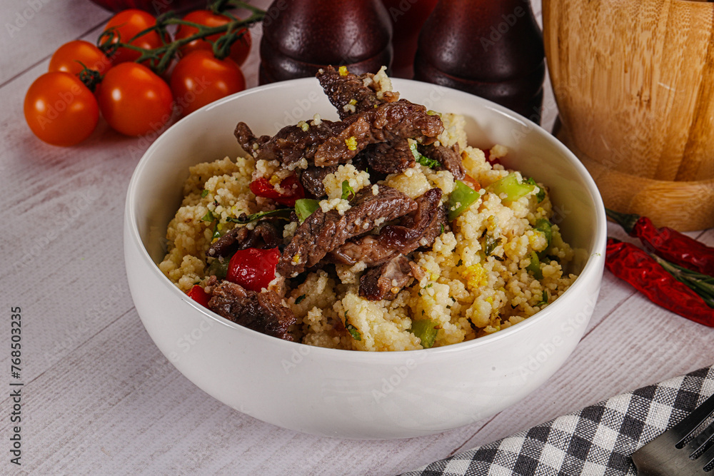 Traditional couscous with beef and vegetables Traditional couscous with beef and vegetables