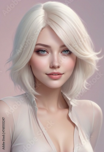 Portrait of beautiful blonde woman with professional make-up and hairstyle