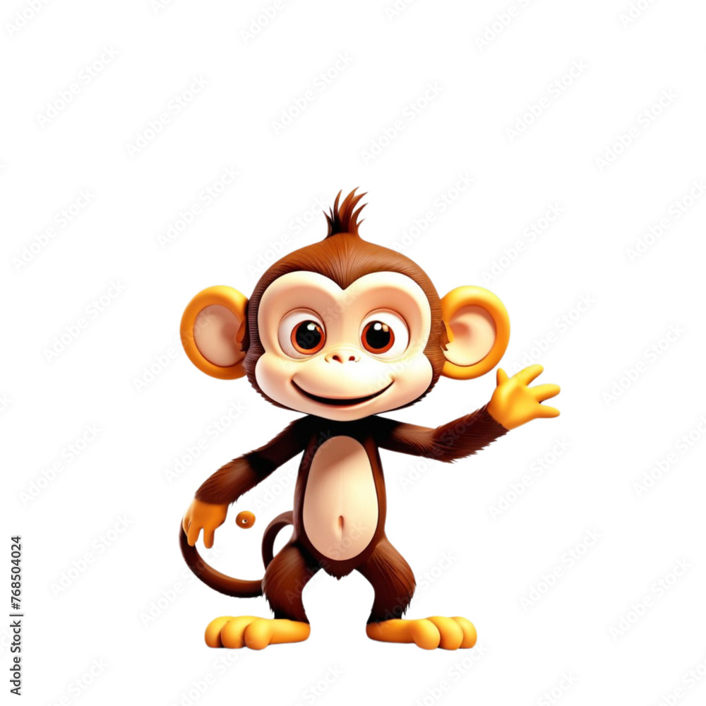 3d rendering of cartoon monkey on Isolated transparent background png. generated with AI 3d rendering of cartoon monkey on Isolated transparent background png. generated with AI