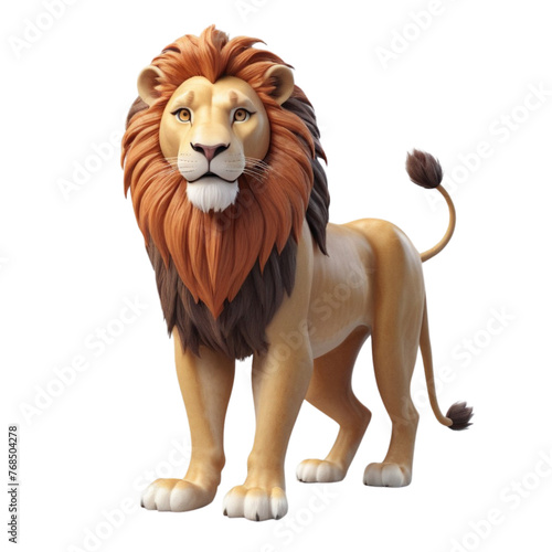 3d rendering of cartoon lion on Isolated transparent background png. generated with AI