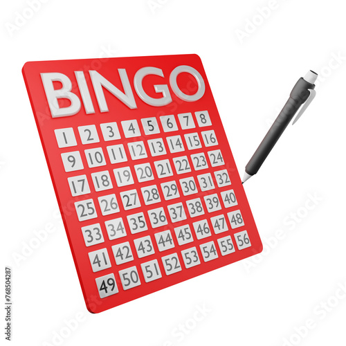 3D Bingo Sheet with Pen photo