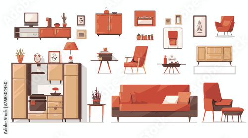 Models for architectural interior design flat vector isolated