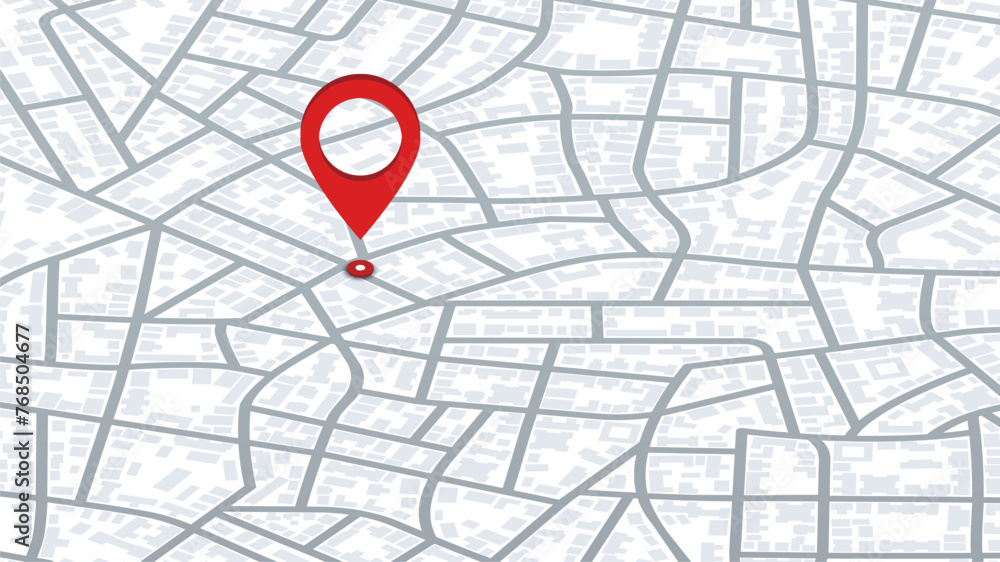 Fototapeta premium GPS tracking system to navigate around the city. Detailed city street map with directions to different locations. Vector illustration