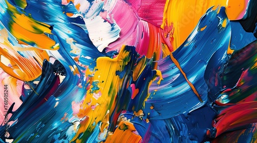 Bold, gestural strokes of oil paint intertwining to form abstract figures that seem to pulsate with life and energy in