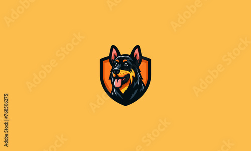 head rottweiler on shield vector logo design
