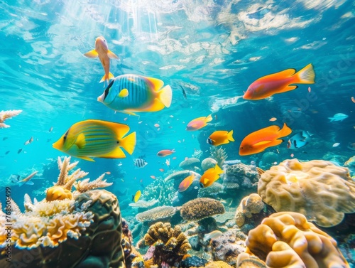 underwater coral reef filled with colorful fish and marine life