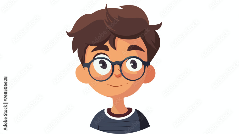 School boy with glasses cartoon flat vector isolated o