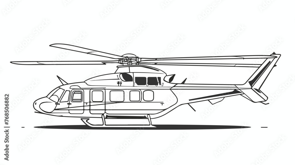 Simple helicopter outline for coloring book Vector illustration