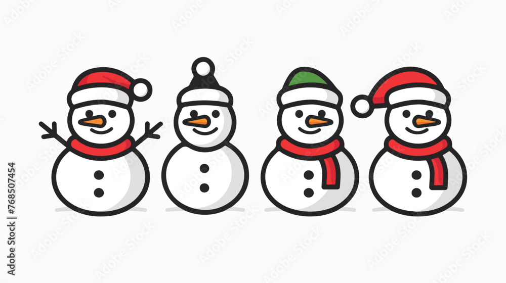 Snowman outline icon winter and Christmas theme flat vector