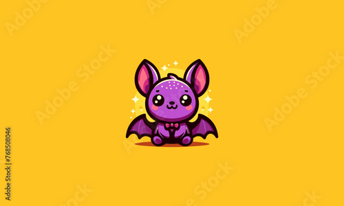 cute purple bat vector illustration mascot design