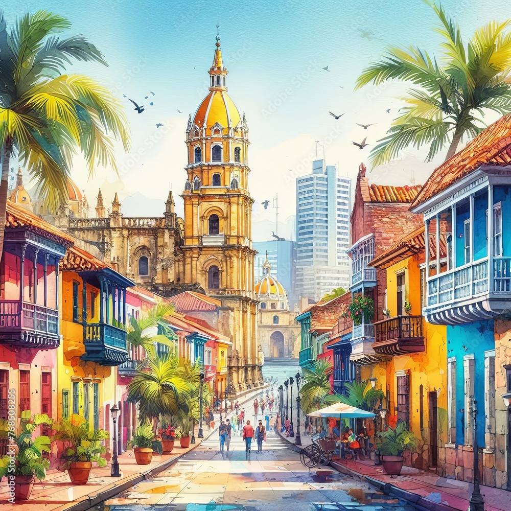 Naklejka premium City of Cartagena de Indias Colombia