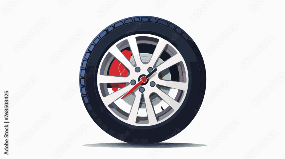 Tire pressure gauge icon.Car wheel with manometer illustration