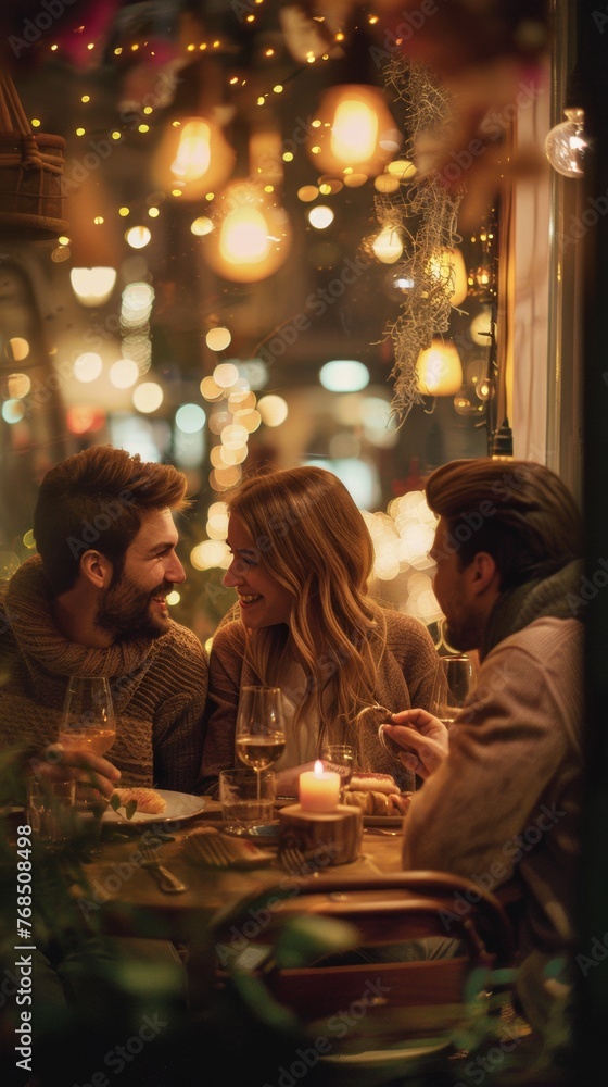 A group of people sitting at a table together A group of people sitting at a table together