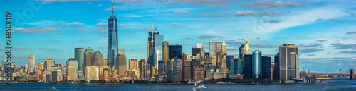 Lower Manhattan of NYC New York City taken from liberty island. This also known as Downtown Manhattan or Downtown New York the largest business district in state of New York and USA. © Nabil