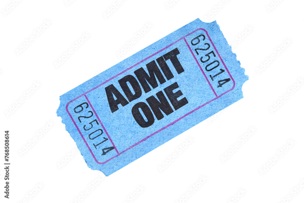 Admit One, Entry Ticket, Isolated on transparent background