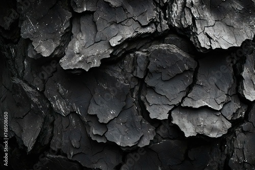 Close-up of black coal texture, abstract background and texture for design