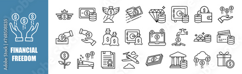 FINANCIAL FREEDOM icon set for design elements