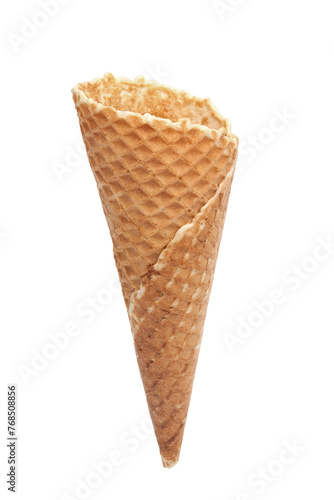 Empty Ice Cream Cone, waffle, Isolated on transparent background
