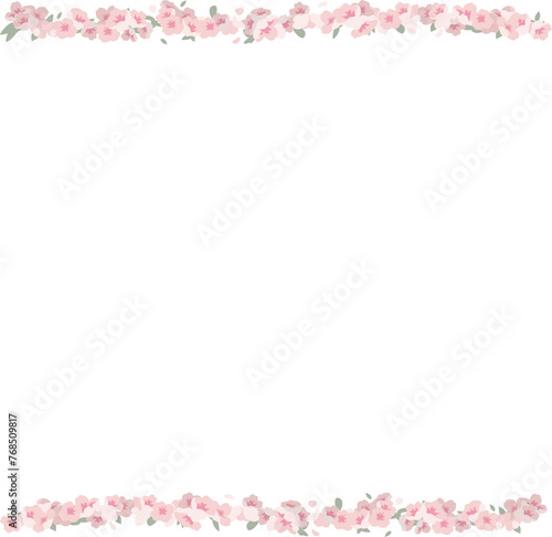 Cherry blossom shape border frame illustration © Mia D