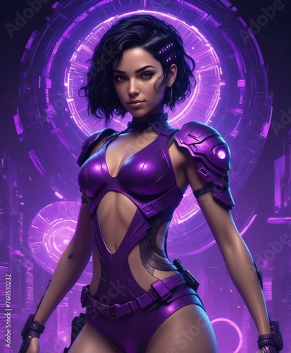 Illustration of a sexy woman in a futuristic costume