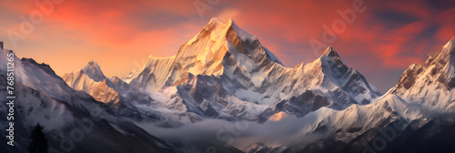 Serene Sunset over Snow-Covered Peaks: A Majestic Display of Nature's Splendor © Marguerite