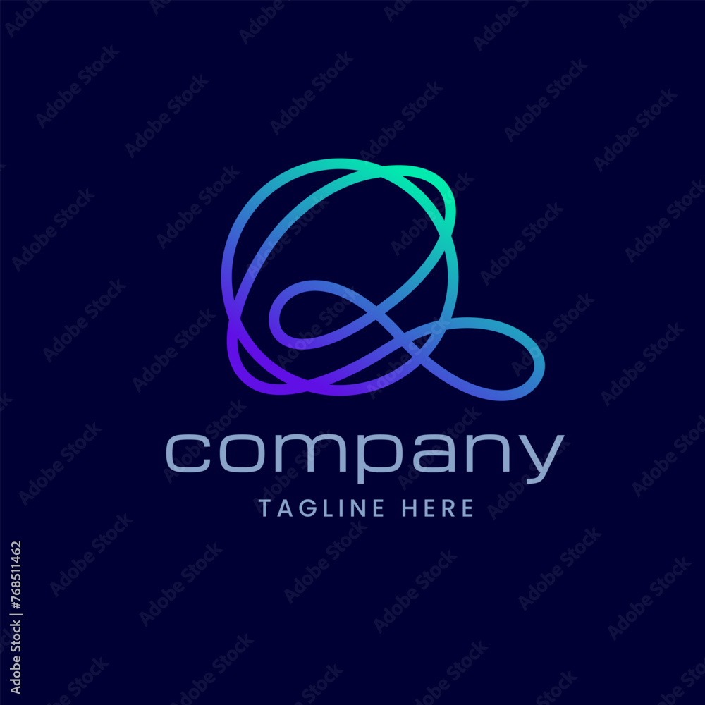 Letter Q Futuristic Abstract Line Art Logo Design Letter Q Futuristic Abstract Line Art Logo Design
