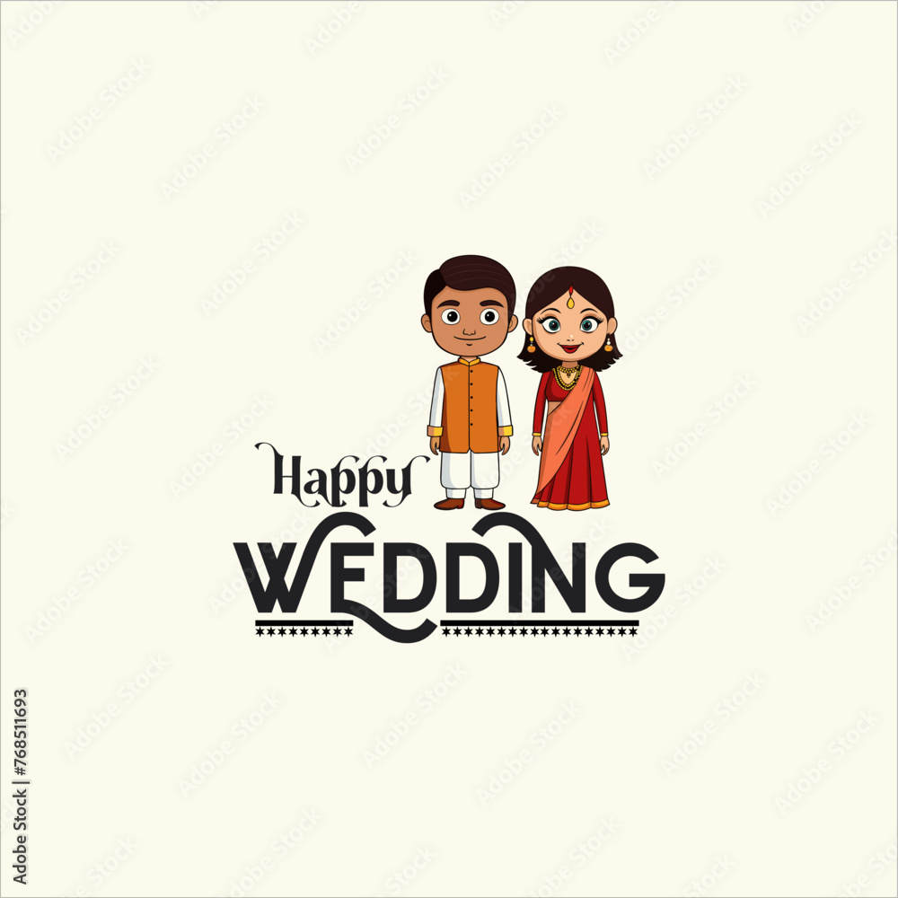 Indian Wedding Anniversary greetings on white background. Vector Illustration Indian Wedding Anniversary greetings on white background. Vector Illustration