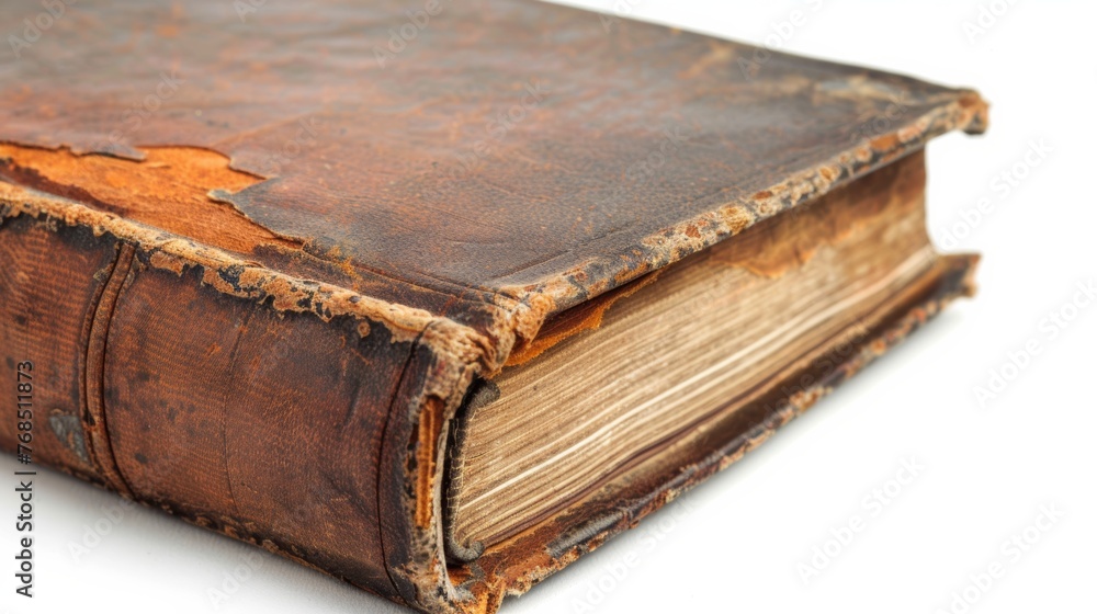 Obraz premium A worn leather-bound book filled with Irish folktales and legends. 