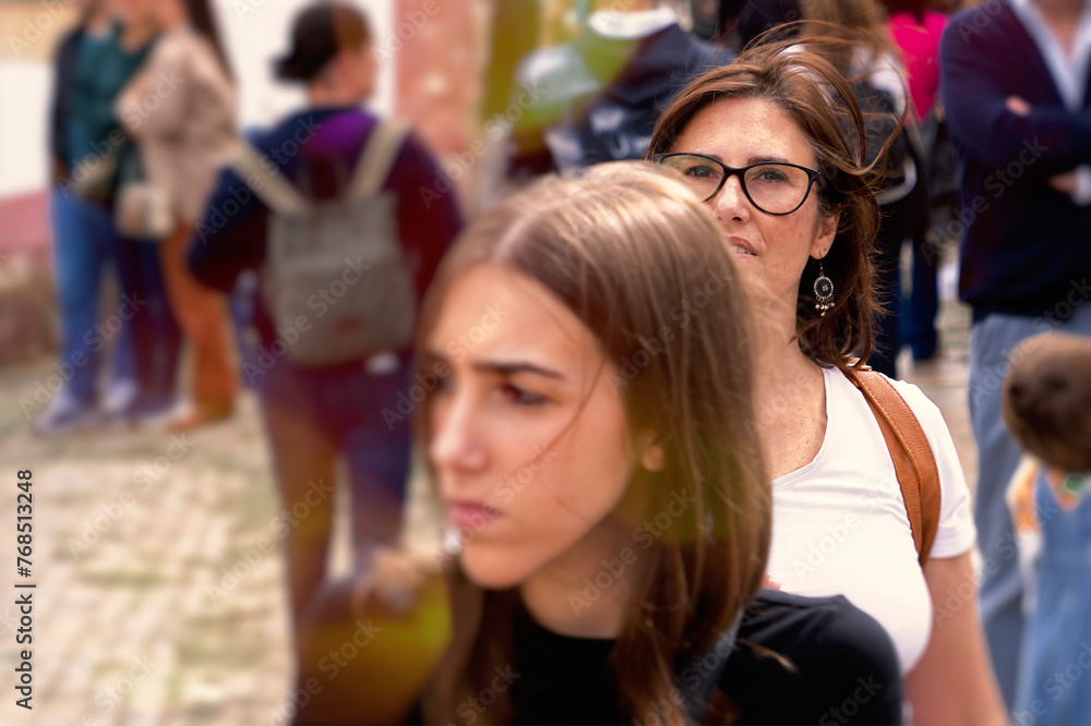 Fototapeta premium Woman with long hair in the streets