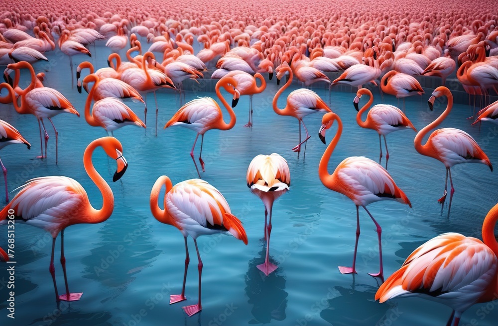 Naklejka premium flamingos in the lake