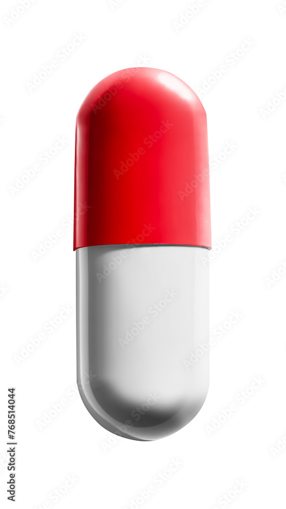 PNG white & red capsule, transparent background - obrazy, fototapety, plakaty 