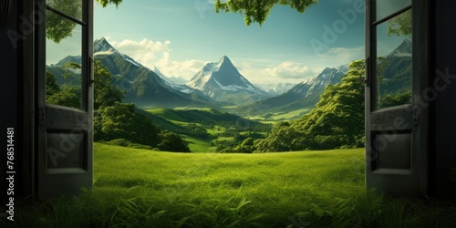 Through the open doors lies the path to explore the majestic mountains and vibrant natural beauty of Flores..