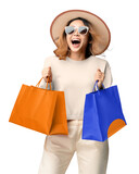 PNG Happy woman enjoy shopping, transparent background