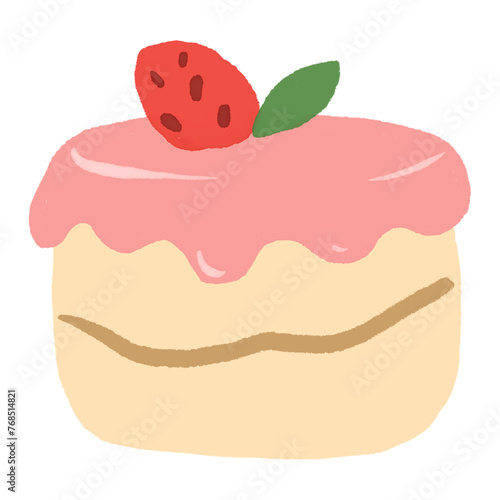 Strawberry cake PNG sticker, cute dessert icon © Rawpixel.com