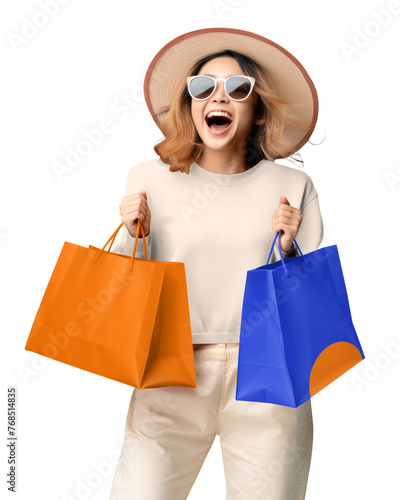 PNG Happy woman enjoy shopping, transparent background © Rawpixel.com