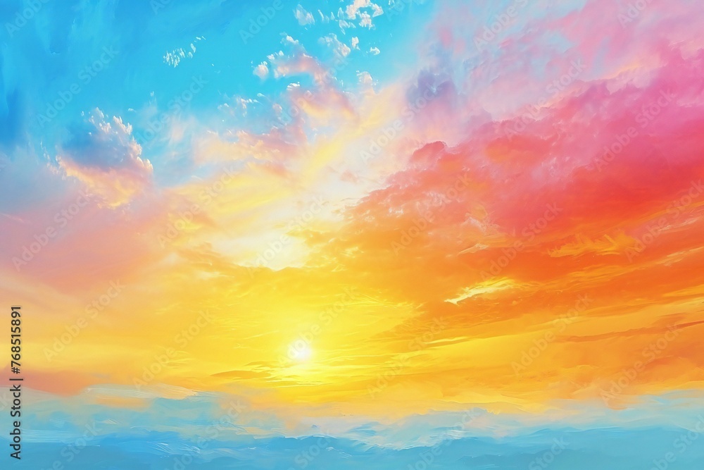 Sunset sky with cloud and sun,  Nature background