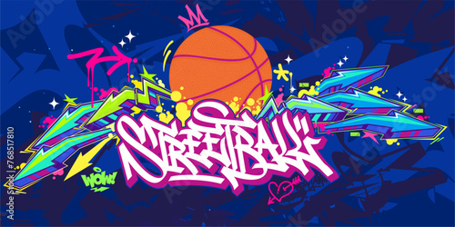 Abstract Hip Hop Urban Street Art Graffiti Style Streetball Or Basketball Illustration Background © Anton Kustsinski