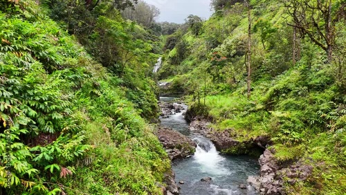 Aerial view of Seven Sacred Pools, Oheo Maui, Hawaii.