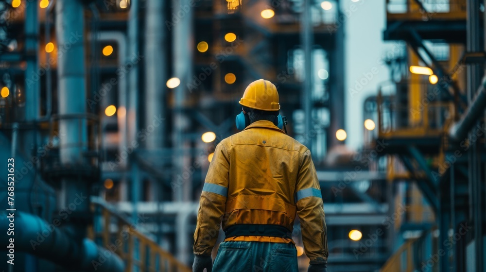 worker in oil industry at night worker in oil industry at night