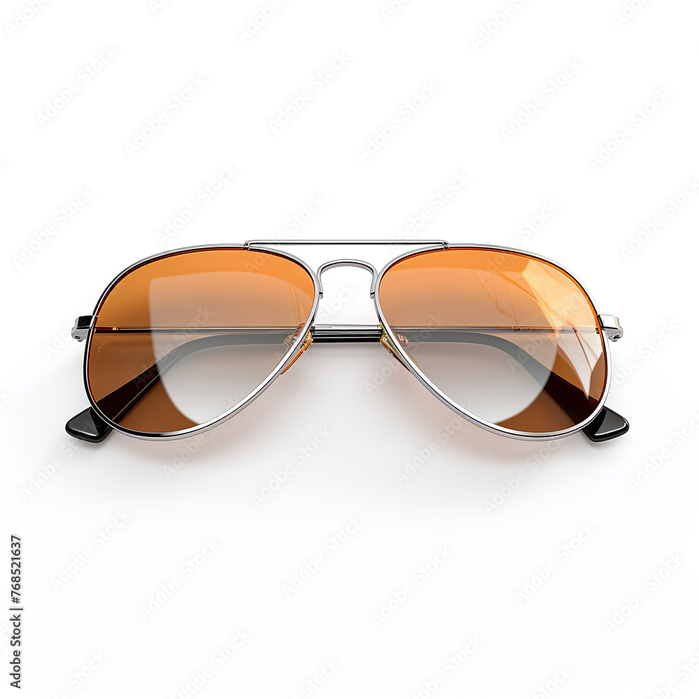 elegant aviator sunglasses with brown tinted lenses isolated on white elegant aviator sunglasses with brown tinted lenses isolated on white