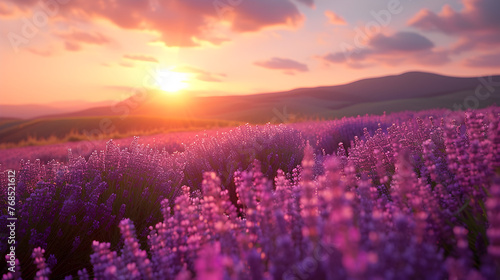 Lavender Field Tranquility at Different Times of Day © Atipong