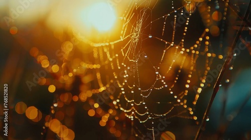 Intricate Spider Web on Blurry Background © Prostock-studio