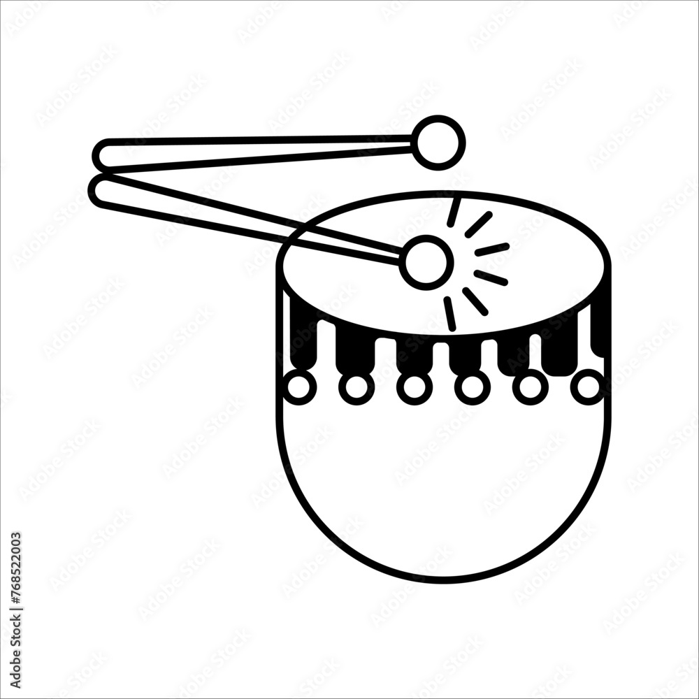 Drum and drumsticks line icon. linear style sign for mobile concept and web design. Drum musical instrument outline vector icon. Symbol, logo illustration. Vector graphics Drum and drumsticks line icon. linear style sign for mobile concept and web design. Drum musical instrument outline vector icon. Symbol, logo illustration. Vector graphics