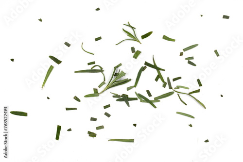 Tablou pe pânză chopped fresh rosemary sprinkled on a white background